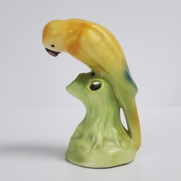Vintage Parrot Bird on Tree Stump Vase - Picture 4 of 7